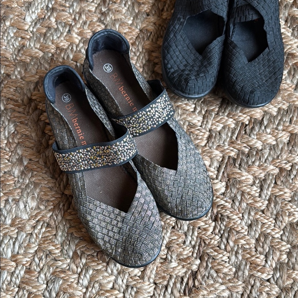 Bernie Mev Bronze Elastic Woven Shoes IYKYK